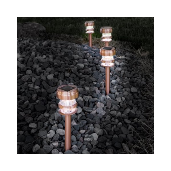 Nature Spring Set of 4 Solar Powered Lights, LED Outdoor Stake Fixture for Gardens, Pathways, and Patios, Copper 262260OLS - main